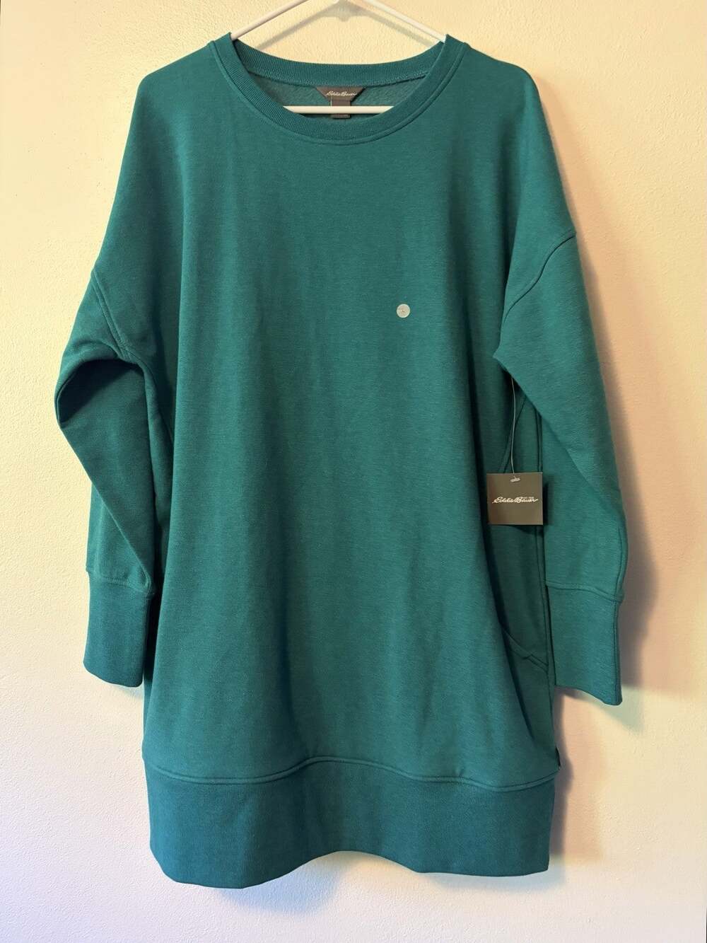Eddie Bauer Sweatshirt Dress Women’s Small Cozy Camp Fleece Tunic Green New